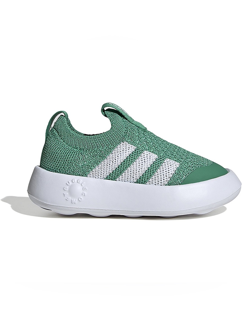 adidas Kids Green Slip-On Knit Sneaker with White Stripes